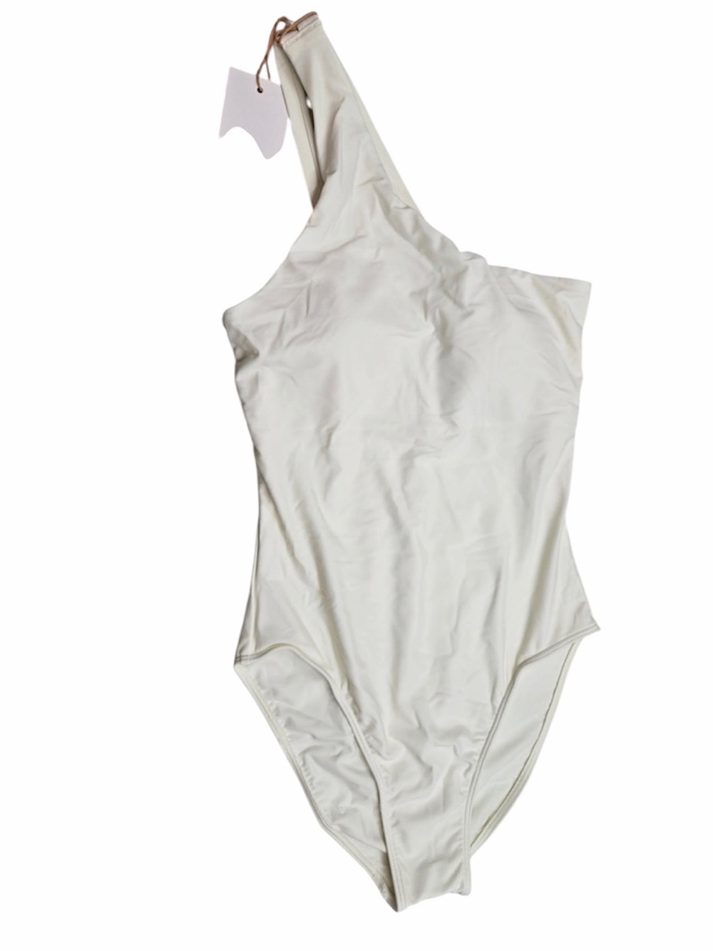 NWT QUINCE Italian One Shoulder One-Piece Swimsuit XL Ivory 0815